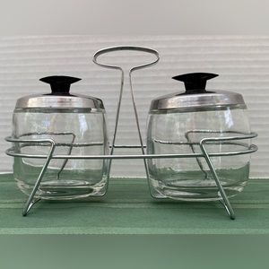 Foley jam/relish jars in SS holder Vintage